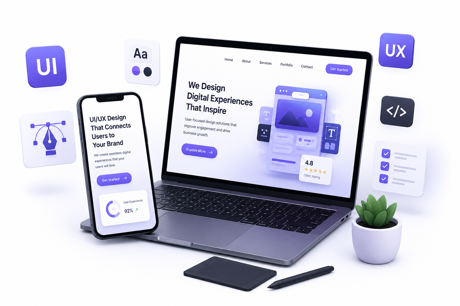 professional ui ux design services illustration
