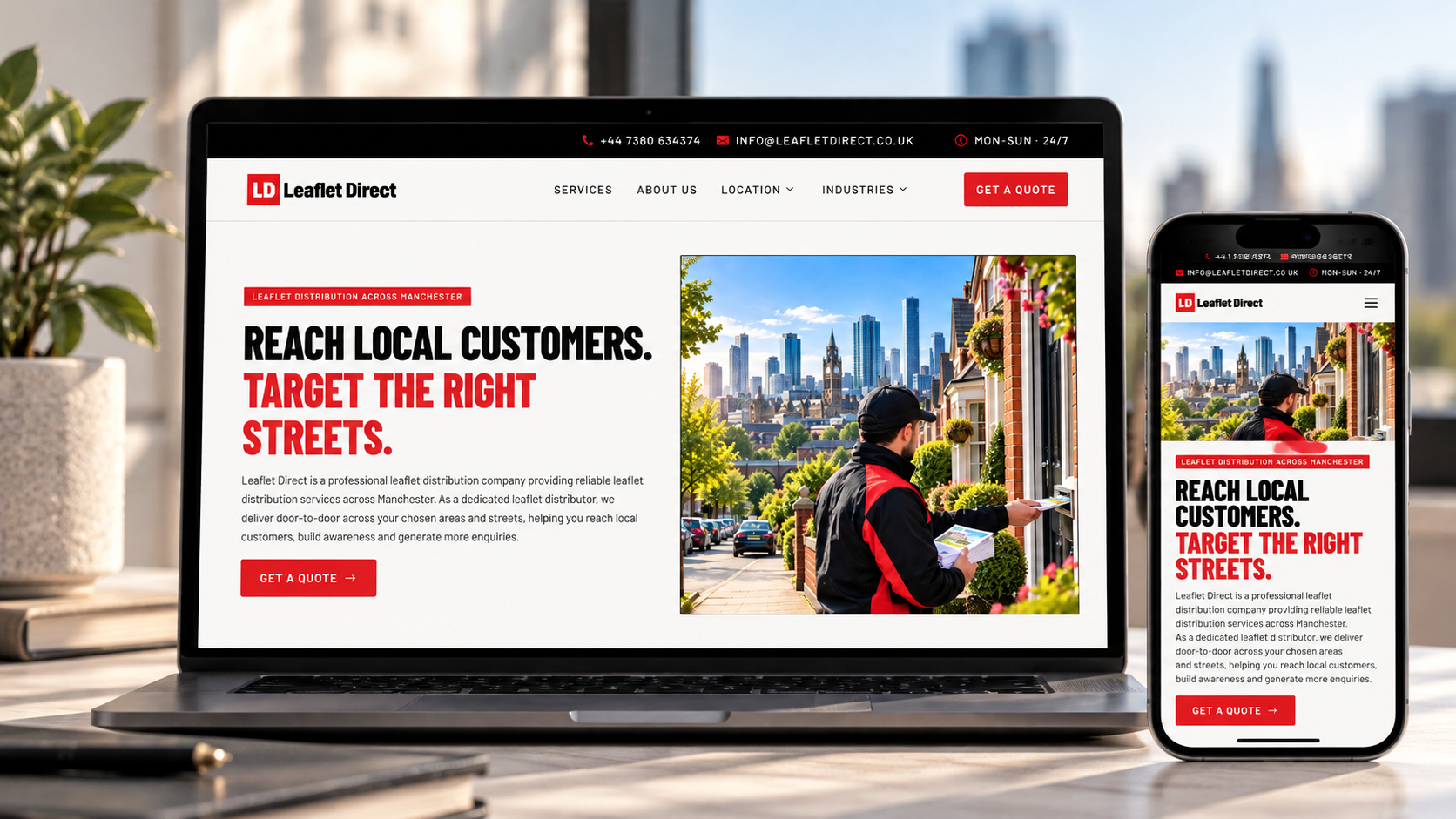 Leaflet Direct UK business website for print marketing and leaflet distribution